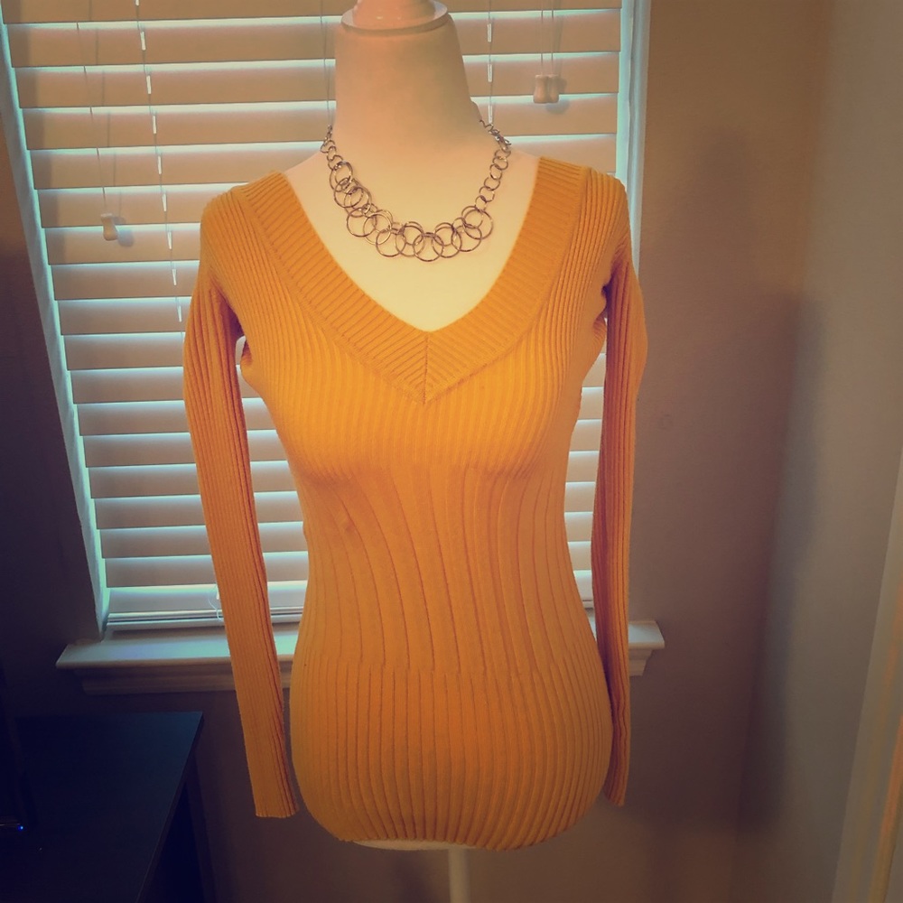 V-neck ribbed sweater